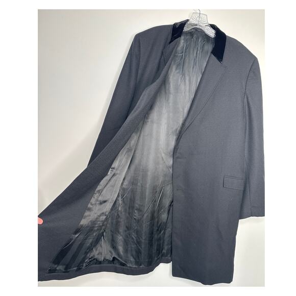 Vintage 1960's Darby Fashion for Rogers Black Wool Overcoat Velvet Collar large - Picture 9 of 14